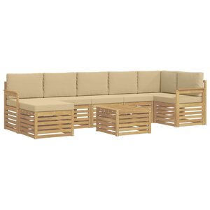 vidaXL Ensemble de canapés d'extérieur 7 pc Blanc et Beige Polyester