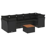 vidaXL Salon de jardin 8 Pièces avec coussins noir résine tressée