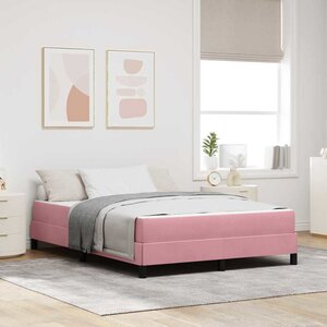 vidaXL Lit à ressorts avec matelas Rose 140 x 190 cm tissu
