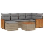 vidaXL Salon de jardin avec coussins 7 Pièces beige résine tressée