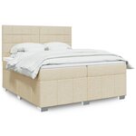 vidaXL Sommier à lattes de lit avec matelas Crème 200x200 cm Tissu