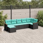 vidaXL Salon de jardin 7 Pièces avec coussins noir résine tressée