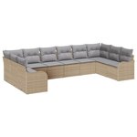 vidaXL Ensemble de canapé de jardin 10 Pièces Beige Poly rotin