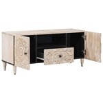 vidaXL Meuble TV Blanc 105 x 33 5 x 46 cm Bois de mangue massif