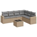 vidaXL Salon de jardin avec coussins 7 Pièces beige résine tressée