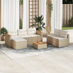 vidaXL Salon de jardin avec coussins 5 Pièces beige résine tressée acacia