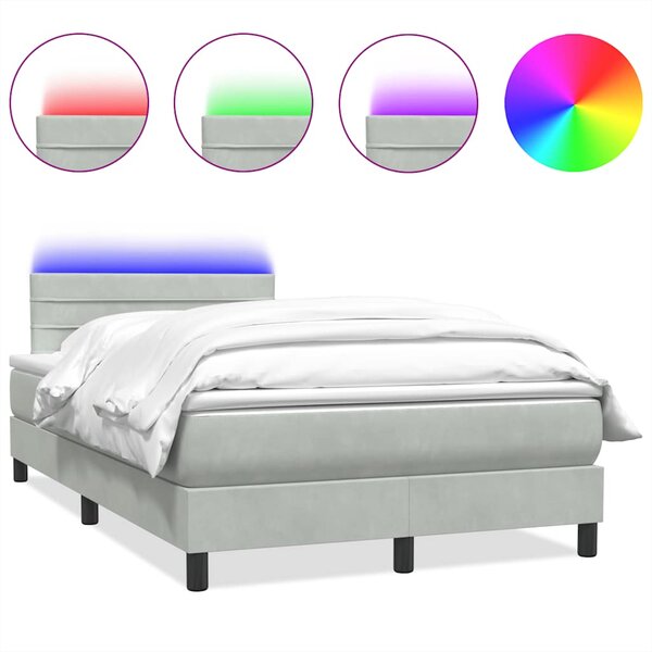 vidaXL Sommier à lattes de lit et matelas gris clair 120x210cm velours