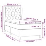 vidaXL Sommier à lattes de lit avec matelas Gris foncé 80x200 cm Tissu