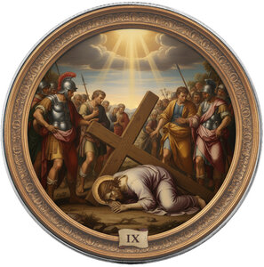 Monnaie JESUS FALLS THE THIRD TIME Station IX Via Crucis 1 Oz Argent 1$ USA 2026 (PRÉCOMMANDE)