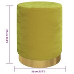 vidaXL Tabouret de rangement rond Vert moutarde Velours 31 x 37 cm