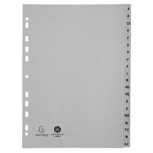 Intercalaires Imprimés Alphabétiques Pp Recyclé Gris A-z (alphabet Allemand) - 20 Positions - A4 - Gris - X 25 - Exacompta
