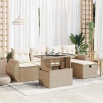 vidaXL Salon de jardin avec coussins 6 Pièces beige résine tressée