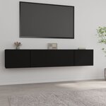 vidaXL Meubles TV 2 Pièces Noir 80x30x30 cm Bois d'ingénierie