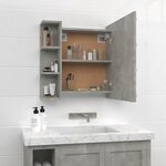 vidaXL Armoire à miroir avec LED Gris béton 70x16 5x60 cm