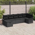 vidaXL Ensemble de canapé de jardin 7 Pièces Noir 297.5 x 132.5 x 85 cm