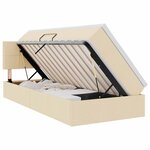 vidaXL Lit de rangement LED avec matelas Crème 90 x 200 cm Tissu