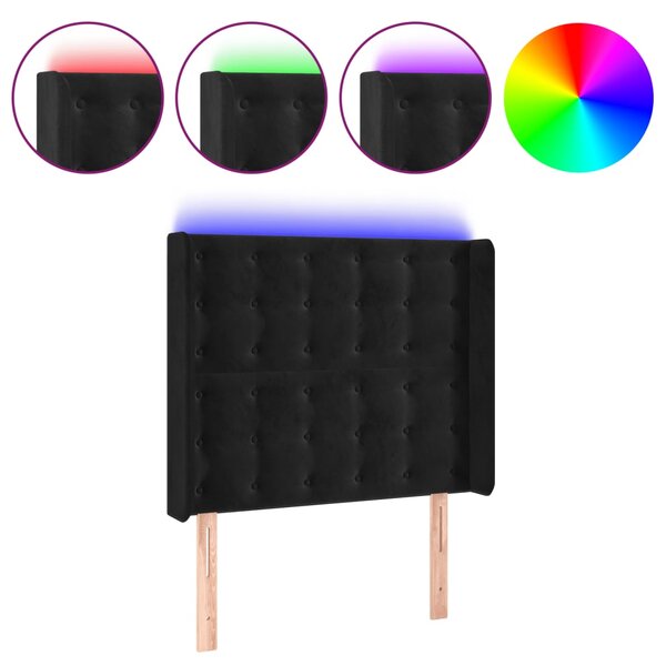 vidaXL Tête de lit à LED Noir 93x16x118/128 cm Velours