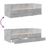 vidaXL Lit de jour avec tiroirs sans matelas gris béton 100x200 cm