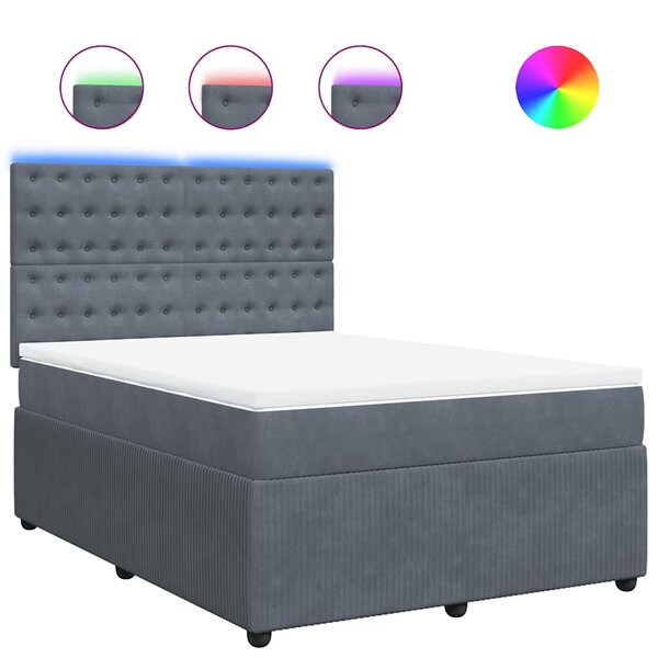 vidaXL Sommier à lattes de lit et matelas Gris foncé 140x190cm Velours