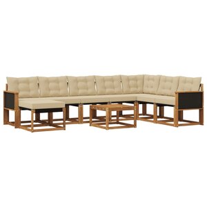 vidaXL Ensemble de canapés d'extérieur 9 pc Naturel et Beige