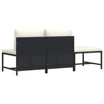 vidaXL Canapés de jardin 3 Pièces avec coussins Noir Résine tressée