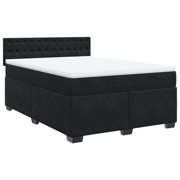 vidaXL Sommier à lattes de lit avec matelas Noir 140x200 cm Velours