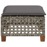 vidaXL Tabouret de jardin et coussin gris 63 5x56x32 cm résine tressée