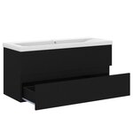 vidaXL Armoire d'évier avec lavabo intégré Noir Aggloméré