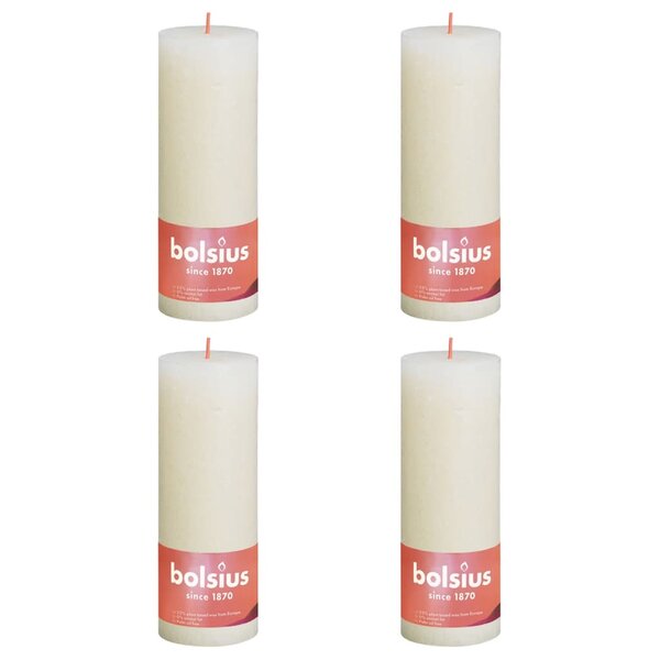 Bolsius Bougies pilier rustiques Shine 4 Pièces 190x68 mm Perle douce