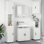 vidaXL Ensemble de mobilier de salle de bain 5 Pièces Blanc brillant
