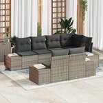 vidaXL Ensemble de canapé de jardin avec coussin 7 Pièces Gris Poly rotin