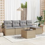 Ensemble de Canapés de Jardin 6 Pièces avec Coussins en Rattan Synthétique Noir