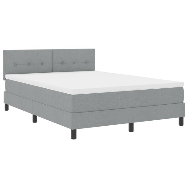 vidaXL Lit Box Spring avec Matelas et Éclairage LED Gris Clair 160x200 cm Tissu