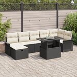 vidaXL Ensemble de canapé de jardin 8 pièces avec coussins noir en poly rattan