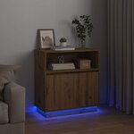 vidaXL Buffet avec LED chêne artisanal 71 x 34.5 x 75 cm