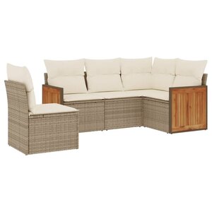 vidaXL Salon de jardin avec coussins 5 Pièces beige résine tressée