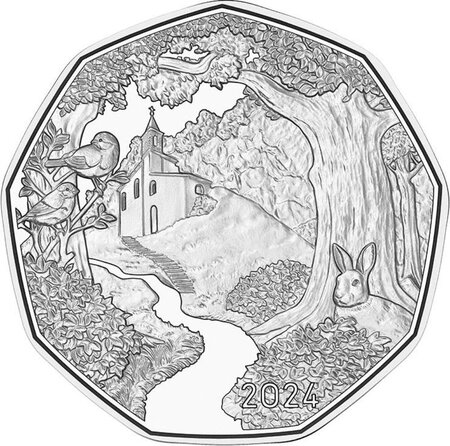 Pièce de monnaie en Argent 5 Euro g 8.41 Millésime 2024 Easter Coins Austria ON THE PATH