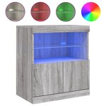 vidaXL Buffet avec lumières LED sonoma gris 60x37x67 cm