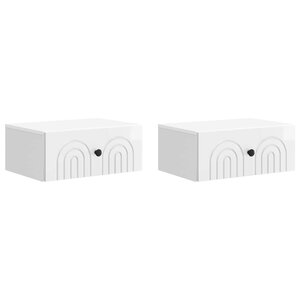 vidaXL Cabinet de chevet mural 2 Pièces Blanc brillant 49 x 34 5 x 20 cm