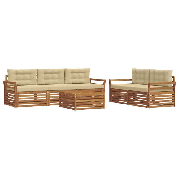 vidaXL Ensemble de canapés d'extérieur 6 Pièces Naturel et Beige