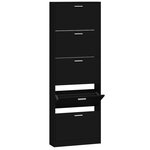 vidaXL Armoire à chaussures Noir 59x17x169 cm Bois d'ingénierie