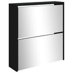 vidaXL Armoire à chaussures avec miroir à 2 niveaux Noir 63x17x67 cm
