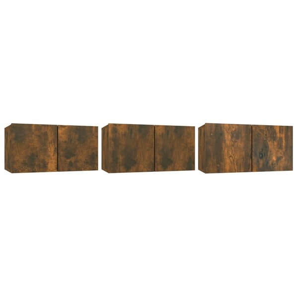 vidaXL Meubles TV suspendus 3 Pièces Chêne fumé 60x30x30 cm