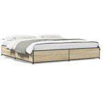vidaXL Cadre de lit chêne sonoma 200x200 cm bois d'ingénierie et métal