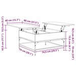 vidaXL Table basse noir 80x80x45 cm bois d'ingénierie et métal