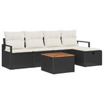 vidaXL Ensemble de canapé de jardin avec coussin 6 Pièces Noir Poly rotin