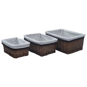 vidaXL Ensemble de paniers gigognes 3 Pièces Marron Saule