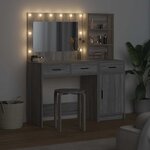 vidaXL Table de Toilette avec tiroir 2 Pièces Gris Bois d'ingénierie