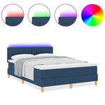 vidaXL Lit à ressort avec matelas et LED bleu 160x200 cm tissu
