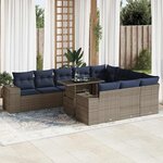 vidaXL Ensemble de canapés de jardin 11 Pièces et coussins rotin acacia
